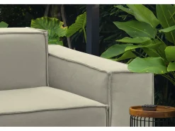 Sofá fixo Dmelucc, sofá modular linear de 3 lugares, 100% Fabricado na Itália, Sofá moderno para sala em tecido, 260x95h70 cm, Bege