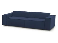 Sofá fixo Dmelucc, sofá modular linear de 3 lugares, 100% Fabricado na Itália, Sofá moderno para sala em tecido, 260x95h70 cm, Azul
