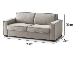 Sofá fixo Dmene, Sofá grande de 2 lugares, 100% Fabricado na Itália, Sofá da sala em tecido, com braços finos, Cm 180x95h90, Taupe
