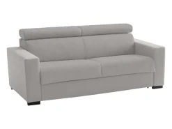 Sofá fixo Dmicel, ofá de 3 lugare, 100% Fabricado na Itália, Sofá da ala, em tecido acolchoado, com apoio de cabeça ajutávei â€<â€<e braço fino, 220x95h85 cm, Cinza