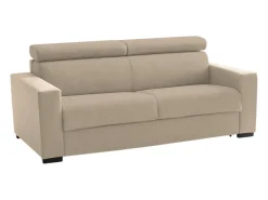 Sofá fixo Dmicel, ofá de 3 lugare, 100% Fabricado na Itália, Sofá da ala, em tecido acolchoado, com apoio de cabeça ajutávei â€<â€<e braço fino, 200x95h85 cm, Bege