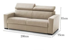 Sofá fixo Dmicel, ofá de 3 lugare, 100% Fabricado na Itália, Sofá da ala, em tecido acolchoado, com apoio de cabeça ajutávei â€<â€<e braço fino, 200x95h85 cm, Bege