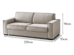 Sofá fixo Dospin, sofá de 3 lugares, 100% Fabricado na Itália, Sofá da sala em tecido, com braços padrão, 220x95h90 cm, Taupe