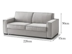 Sofá fixo Dospin, sofá de 3 lugares, 100% Fabricado na Itália, Sofá da sala em tecido, com braços padrão, 220x95h90 cm, Cinza