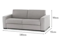 Sofá fixo Dpalett, sofá de 2 lugares, 100% Fabricado na Itália, Sofá da sala em tecido acolchoado, com braços padrão, 180x95h90 cm, Cinza
