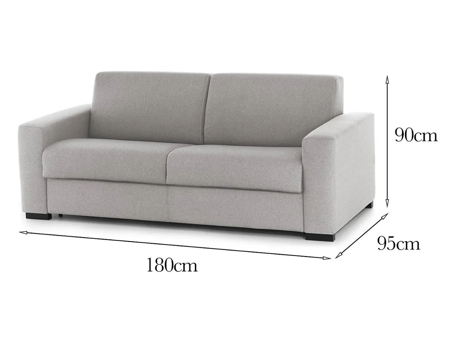 Sofá fixo Dpalett, sofá de 2 lugares, 100% Fabricado na Itália, Sofá da sala em tecido acolchoado, com braços padrão, 180x95h90 cm, Cinza