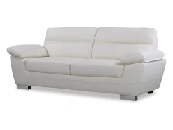 Sofá fixo em couro colado e PVC "Dallas" - 210 X 88 X 90 cm - 3 lugares - Branco