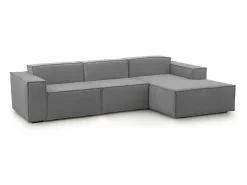 Sofá fixo Giovanna, sofá modular de 3 lugares com península direita, 100% Made in Italy, Sofá de tecido moderno, 300x170h70 cm, Cinza