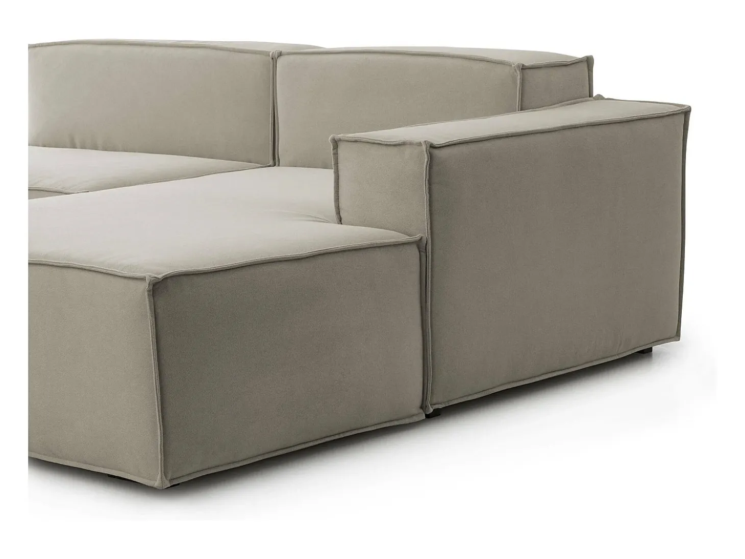 Sofá fixo Giovanna, sofá modular de 3 lugares com península direita, 100% Made in Italy, Sofá de tecido moderno, 300x170h70 cm, Taupe