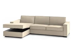 Sofá fixo Grazia, Sofá de canto, 100% Fabricado na Itália, Sofá da sala com península esquerda, com braços padrão, 280x95h90 cm, Bege