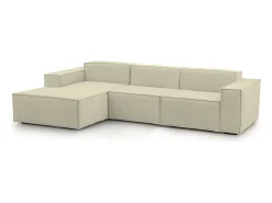 Sofá fixo Jessica, sofá modular de 3 lugares com península esquerda, 100% Fabricado na Itália, Sofá de tecido moderno, 300x170h70 cm, Bege