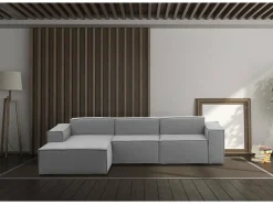 Sofá fixo Jessica, sofá modular de 3 lugares com península esquerda, 100% Fabricado na Itália, Sofá de tecido moderno, 300x170h70 cm, Cinza