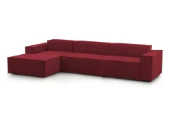 Sofá fixo Licia, sofá modular de 4 lugares com península esquerda, 100% Fabricado na Itália, Sofá de tecido moderno, 340x170h70 cm, Vermelho