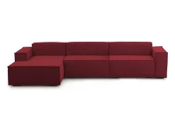Sofá fixo Licia, sofá modular de 4 lugares com península esquerda, 100% Fabricado na Itália, Sofá de tecido moderno, 340x170h70 cm, Vermelho