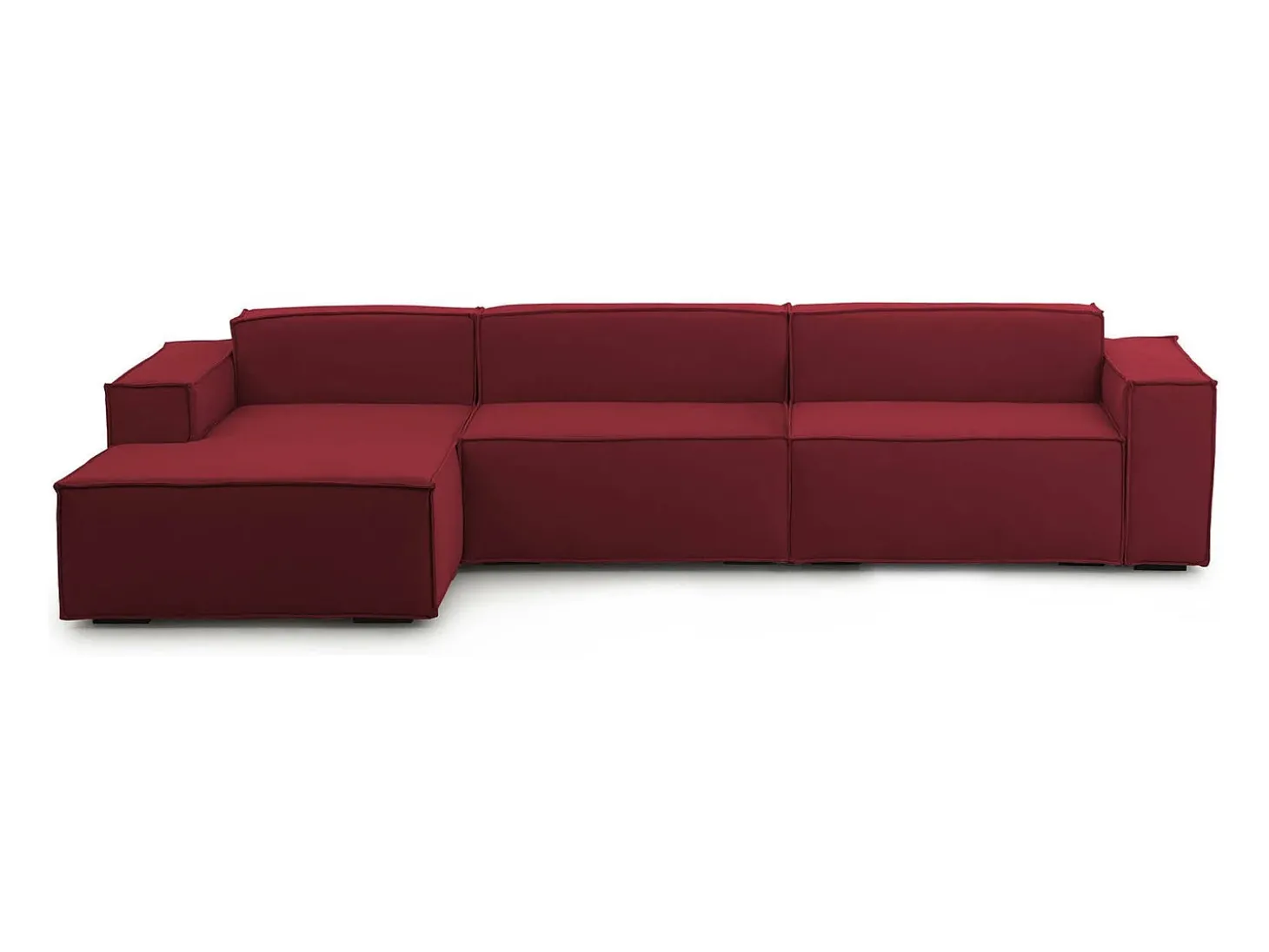 Sofá fixo Licia, sofá modular de 4 lugares com península esquerda, 100% Fabricado na Itália, Sofá de tecido moderno, 340x170h70 cm, Vermelho