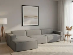 Sofá fixo Licia, sofá modular de 4 lugares com península esquerda, 100% Fabricado na Itália, Sofá de tecido moderno, 340x170h70 cm, Cinza