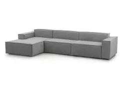 Sofá fixo Licia, sofá modular de 4 lugares com península esquerda, 100% Fabricado na Itália, Sofá de tecido moderno, 340x170h70 cm, Cinza