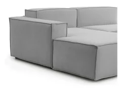 Sofá fixo Licia, sofá modular de 4 lugares com península esquerda, 100% Fabricado na Itália, Sofá de tecido moderno, 340x170h70 cm, Cinza