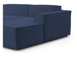 Sofá fixo Lidia, Sofá modular grande de 2 lugares com península direita, 100% Fabricado na Itália, Sofá de tecido moderno, 240x170h70 cm, Azul