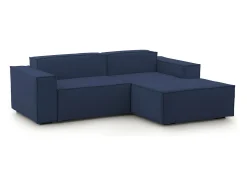 Sofá fixo Lidia, Sofá modular grande de 2 lugares com península direita, 100% Fabricado na Itália, Sofá de tecido moderno, 240x170h70 cm, Azul