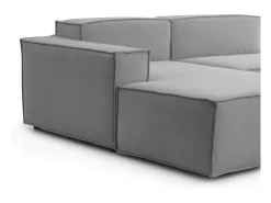 Sofá fixo Nadia, sofá modular de 2 lugares com península esquerda, 100% Fabricado na Itália, Sofá de tecido moderno, 220x170h70 cm, Cinza