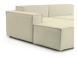 Sofá fixo Nadia, sofá modular de 2 lugares com península esquerda, 100% Fabricado na Itália, Sofá de tecido moderno, 220x170h70 cm, Bege
