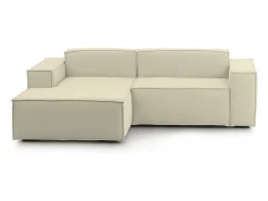 Sofá fixo Nadia, sofá modular de 2 lugares com península esquerda, 100% Fabricado na Itália, Sofá de tecido moderno, 220x170h70 cm, Bege