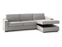 Sofá fixo Nami, Sofá de canto, 100% Fabricado na Itália, Sofá da sala com península de armazenamento à direita, com braços padrão, 280x95h90 cm, Cinza