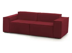 Sofá fixo Paola, sofá modular linear de 2 lugares, 100% Fabricado na Itália, Sofá moderno para sala em tecido, 220x95h70 cm, Vermelho