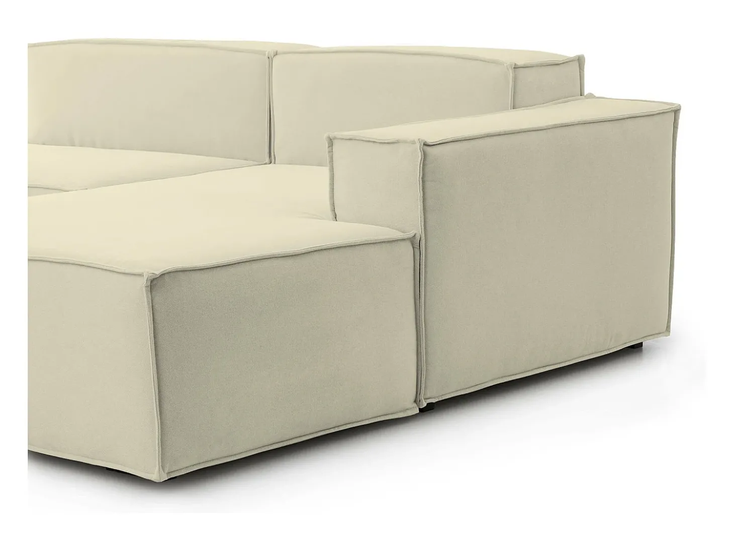 Sofá fixo Patrizia, sofá modular de 2 lugares com península direita, 100% Fabricado na Itália, Sofá de tecido moderno, 220x170h70 cm, Bege