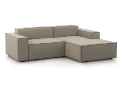 Sofá fixo Patrizia, sofá modular de 2 lugares com península direita, 100% Fabricado na Itália, Sofá de tecido moderno, 220x170h70 cm, Taupe