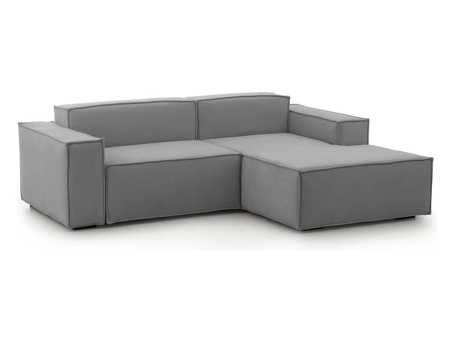 Sofá fixo Patrizia, sofá modular de 2 lugares com península direita, 100% Fabricado na Itália, Sofá de tecido moderno, 220x170h70 cm, Cinza