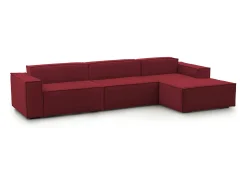 Sofá fixo Raffaella, sofá modular de 4 lugares com península direita, 100% Fabricado na Itália, Sofá de tecido moderno, 340x170h70 cm, Vermelho