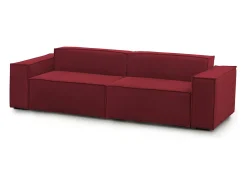 Sofá fixo Simona, sofá modular linear de 3 lugares, 100% Fabricado na Itália, Sofá moderno para sala em tecido, 260x95h70 cm, Vermelho