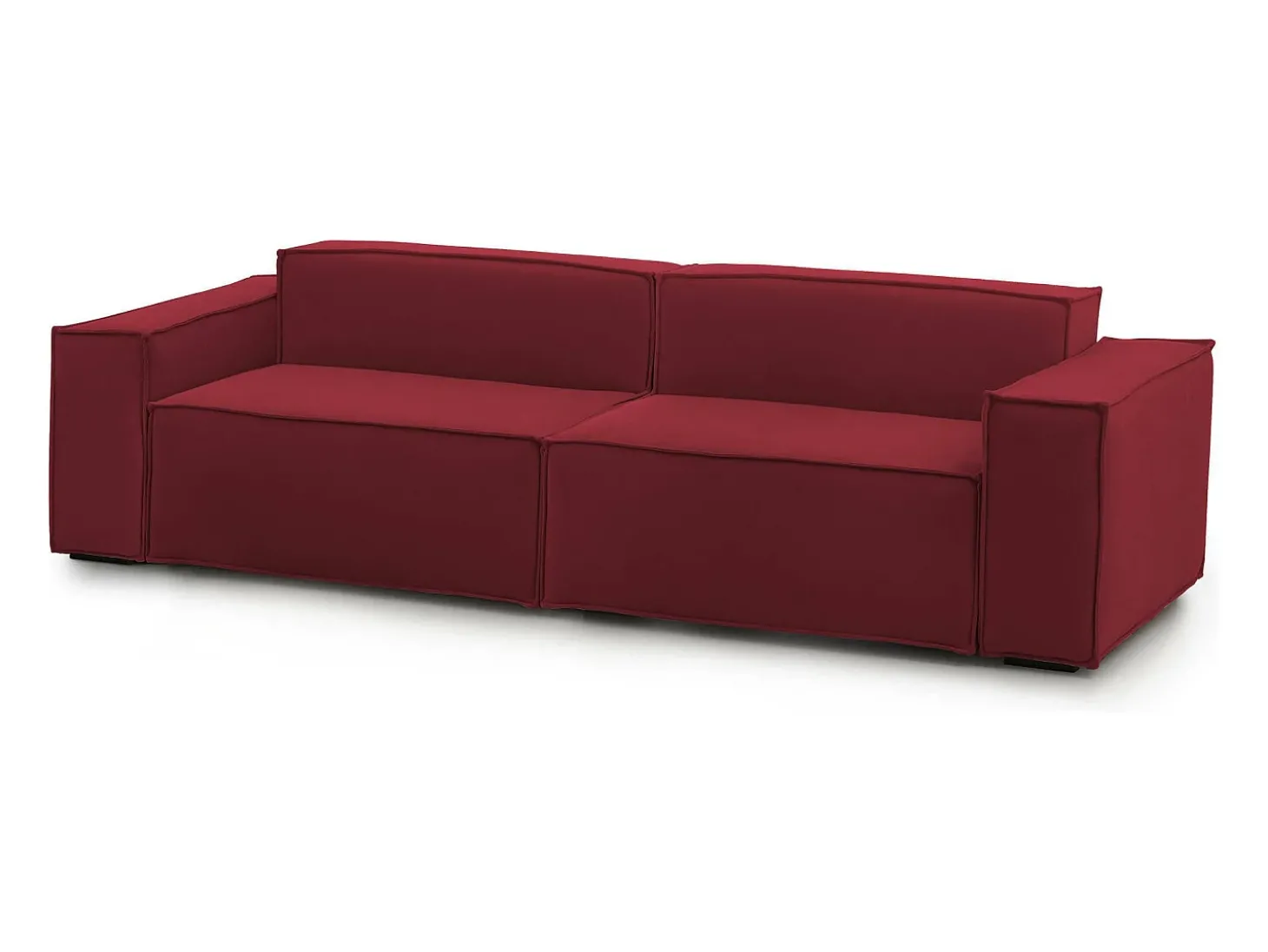 Sofá fixo Simona, sofá modular linear de 3 lugares, 100% Fabricado na Itália, Sofá moderno para sala em tecido, 260x95h70 cm, Vermelho