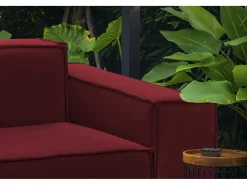 Sofá fixo Simona, sofá modular linear de 3 lugares, 100% Fabricado na Itália, Sofá moderno para sala em tecido, 260x95h70 cm, Vermelho