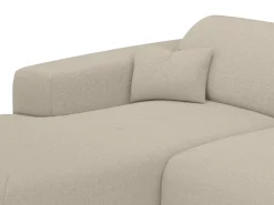 Sofá grande de canto esquerdo conversível em tecido beige matizado POGNI da Maison Céphy
