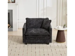 Sofá individual Cloud em tecido chenille preto - Ideal para sala de estar, quarto e apartamento
