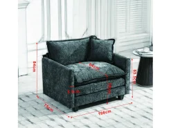 Sofá individual Cloud em tecido chenille verde - Ideal para sala de estar, quarto e apartamento