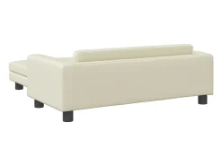 Sofá infantil c/ apoio pés 100x50x30 cm couro artificial creme PT360014