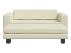 Sofá infantil c/ apoio pés 100x50x30 cm couro artificial creme PT360014