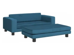 Sofá infantil com apoio de pés 100x50x30 cm veludo azul PT200595