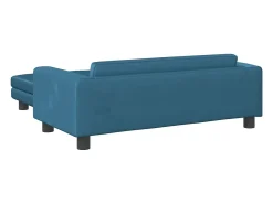 Sofá infantil com apoio de pés 100x50x30 cm veludo azul PT200595