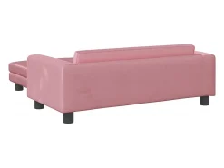 Sofá infantil com apoio de pés 100x50x30 cm veludo rosa PT733548
