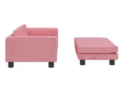 Sofá infantil com apoio de pés 100x50x30 cm veludo rosa PT733548