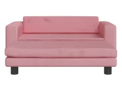 Sofá infantil com apoio de pés 100x50x30 cm veludo rosa PT733548