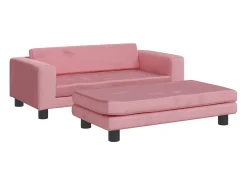 Sofá infantil com apoio de pés 100x50x30 cm veludo rosa PT733548