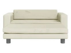Sofá infantil com apoio de pés 100x50x30 cm veludo cor creme PT649877