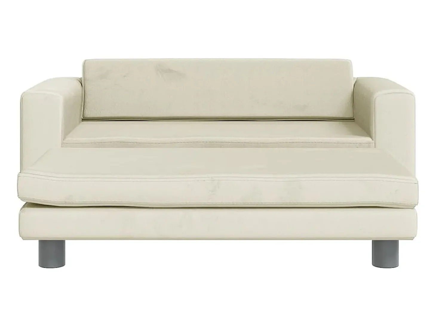 Sofá infantil com apoio de pés 100x50x30 cm veludo cor creme PT649877