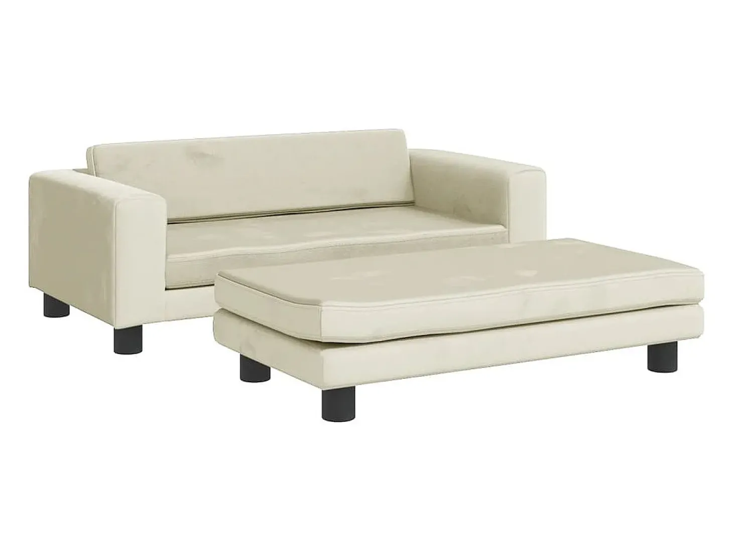 Sofá infantil com apoio de pés 100x50x30 cm veludo cor creme PT649877